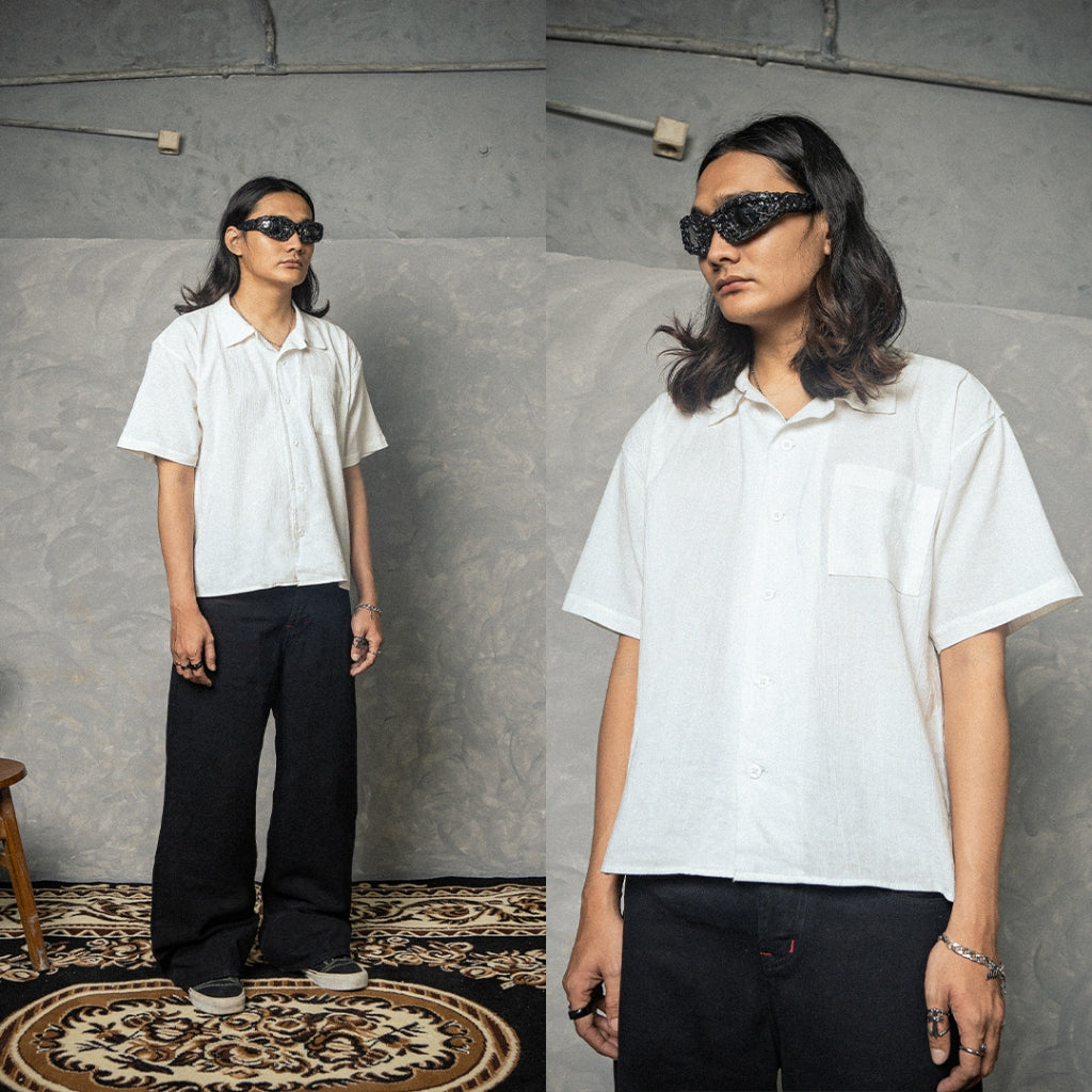DENIMITUP Linen Crinkle - White Shirt - Men Shirt