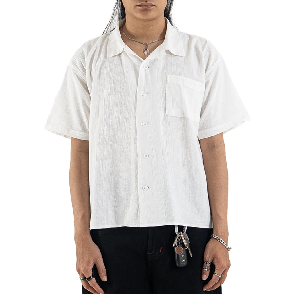 DENIMITUP Linen Crinkle - White Shirt - Men Shirt