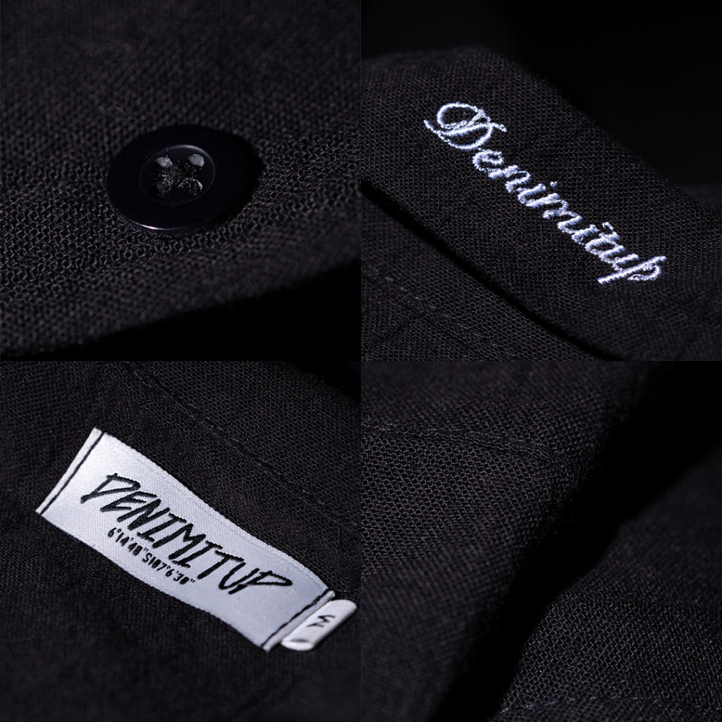 DENIMITUP Linen Crinkle - Black Shirt - Men Shirt