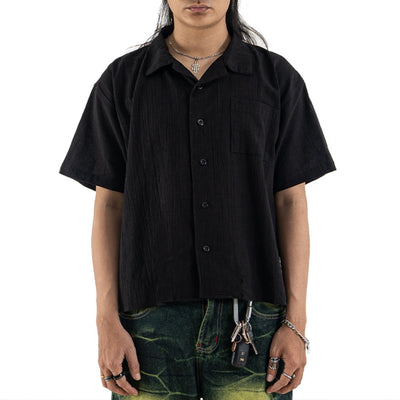 DENIMITUP Linen Crinkle - Black Shirt - Men Shirt