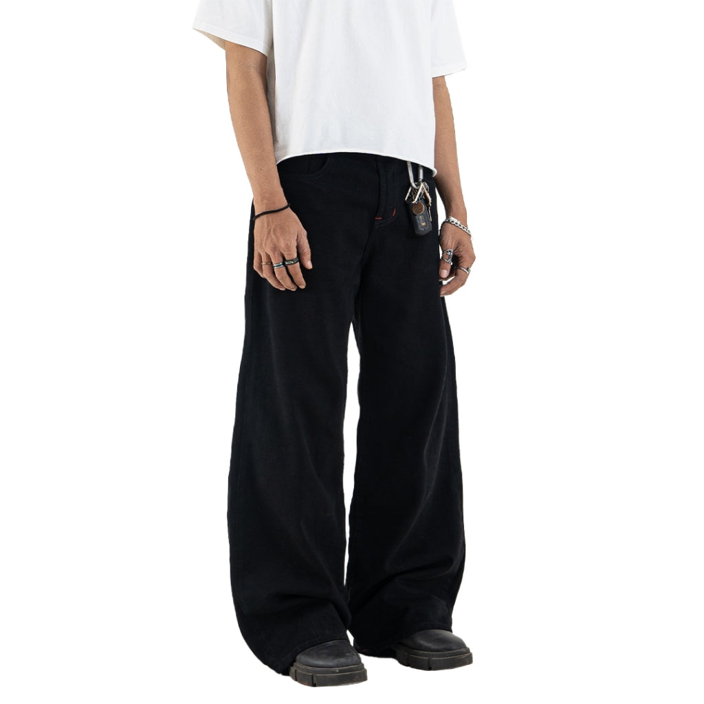 H1 Baggy H Embroidered Back Pocket - Black - Jeans