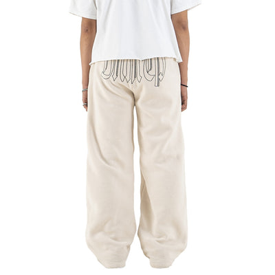 DENIMITUP H zigzag sweat pants - White Bone - Long Pants