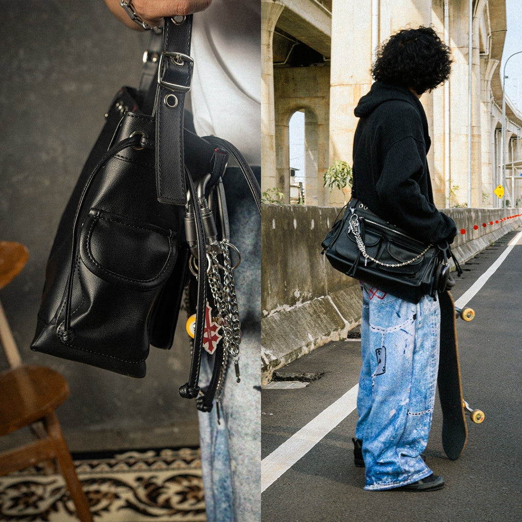 DENIMITUP H Messenger Bag - Black - Bag