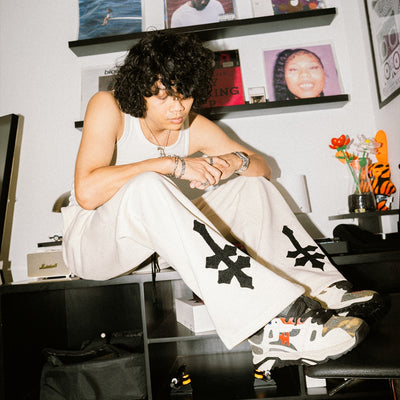 DENIMITUP H zigzag sweat pants - White Bone - Long Pants