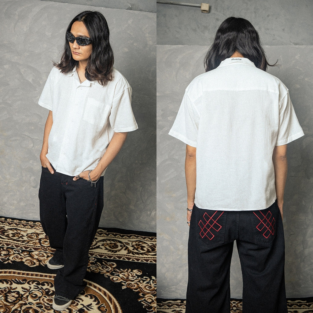 DENIMITUP Linen Crinkle - White Shirt - Men Shirt