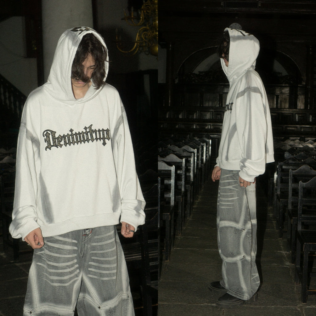Denimitup Songket Broken Sewn - White Spray - Hoodie
