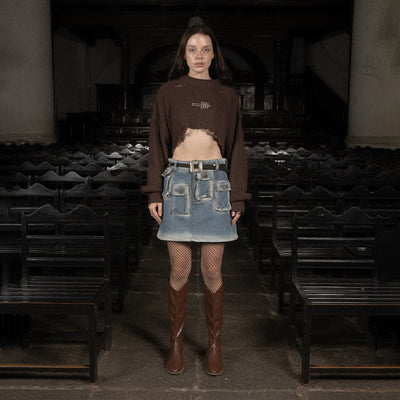 H Long Shirt Turtle Neck - Shadow Brown - Knitwear