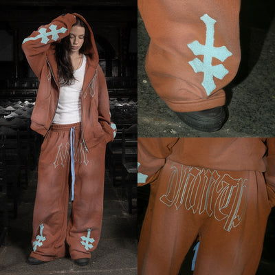 H Zigzag Sweat Pants - Cosmic Orange - Pants