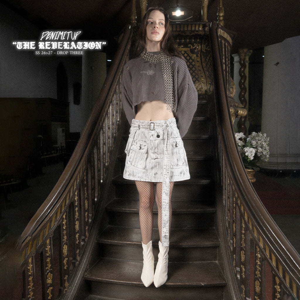 A1 Complex Cargo Skirt – Artsy White - Skirt