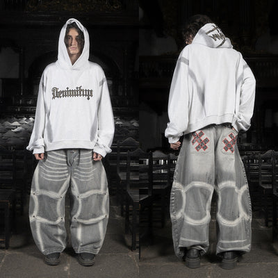 Denimitup Songket Broken Sewn - White Spray - Hoodie