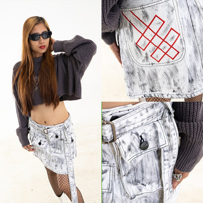 A1 Complex Cargo Skirt – Artsy White - Skirt