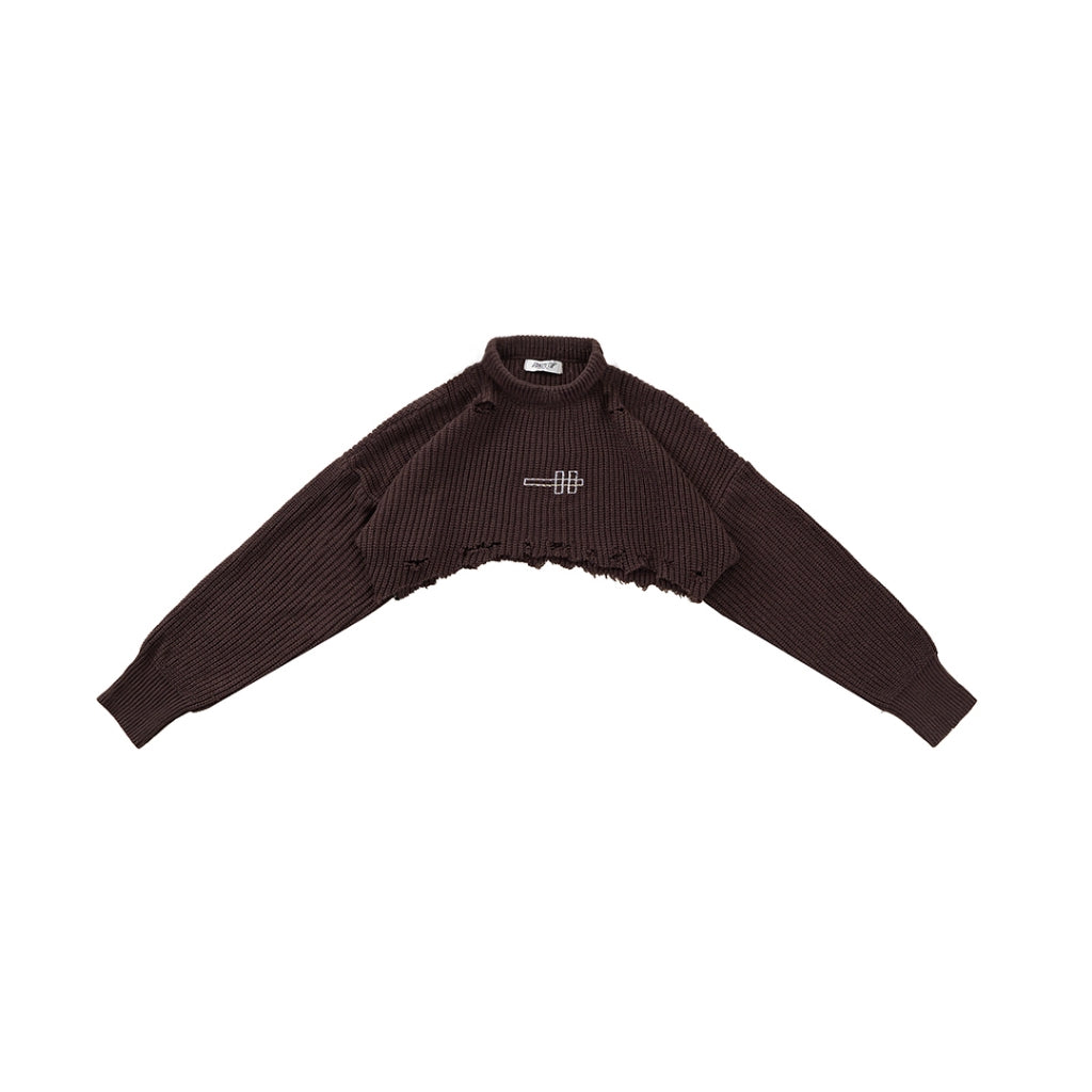 H Long Shirt Turtle Neck - Shadow Brown - Knitwear