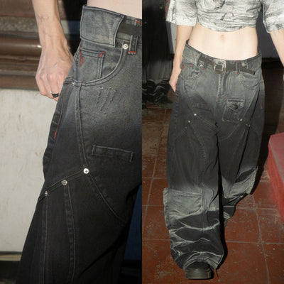 A1 Wide Barrel Echo - Seam Marble Black - Jeans