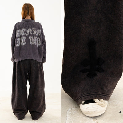 DENIMITUP H Zigzag Sweat Pants - Cosmic black - Long Pants