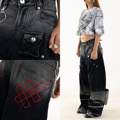 A1 Wide Barrel Echo - Seam Marble Black - Jeans