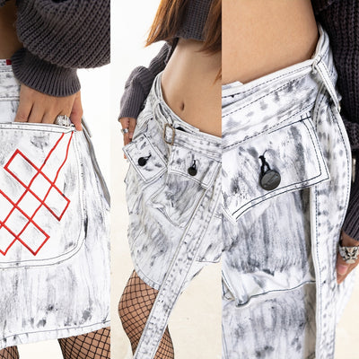 A1 Complex Cargo Skirt – Artsy White - Skirt