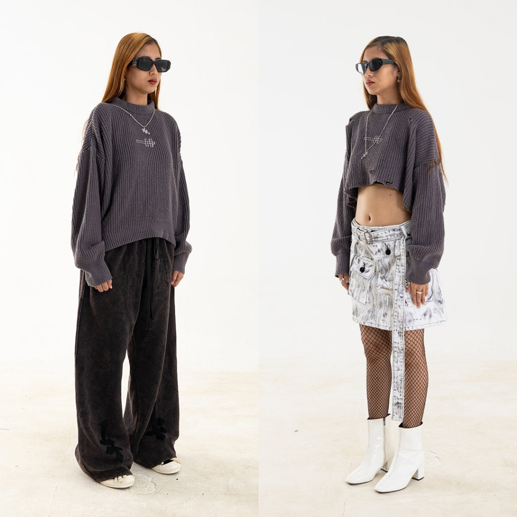 H Long Shirt Turtle Neck - Shadow Grey - Tshirt