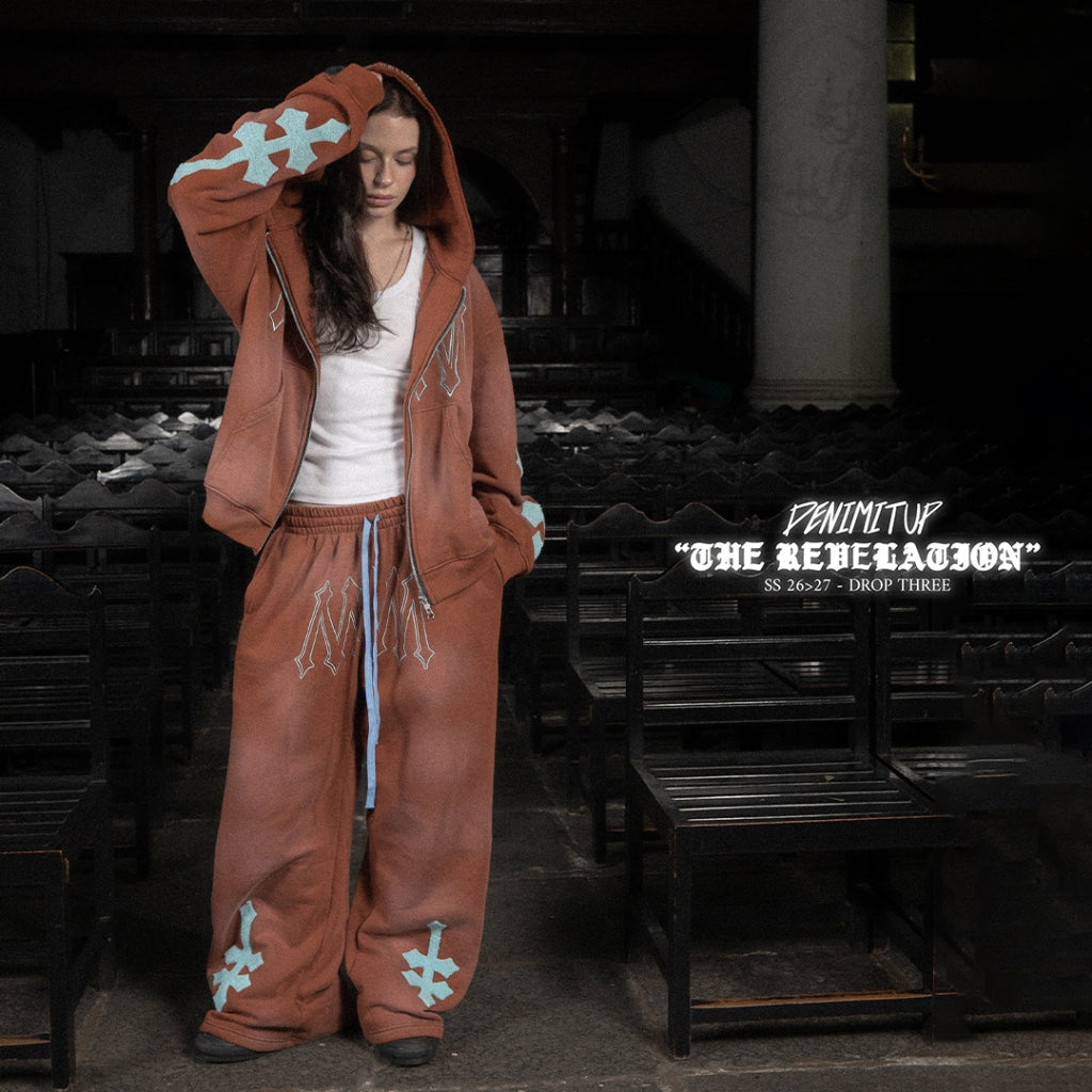 H Zigzag Double Zip Hoodie - Cosmic Orange - Hoodie