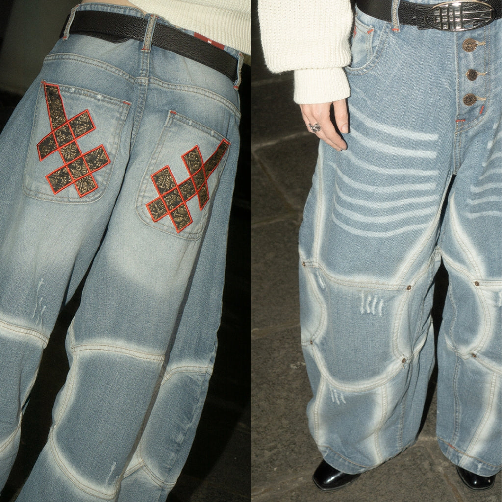 A1 Wide Barrel Exo - Skull Cream - Jeans