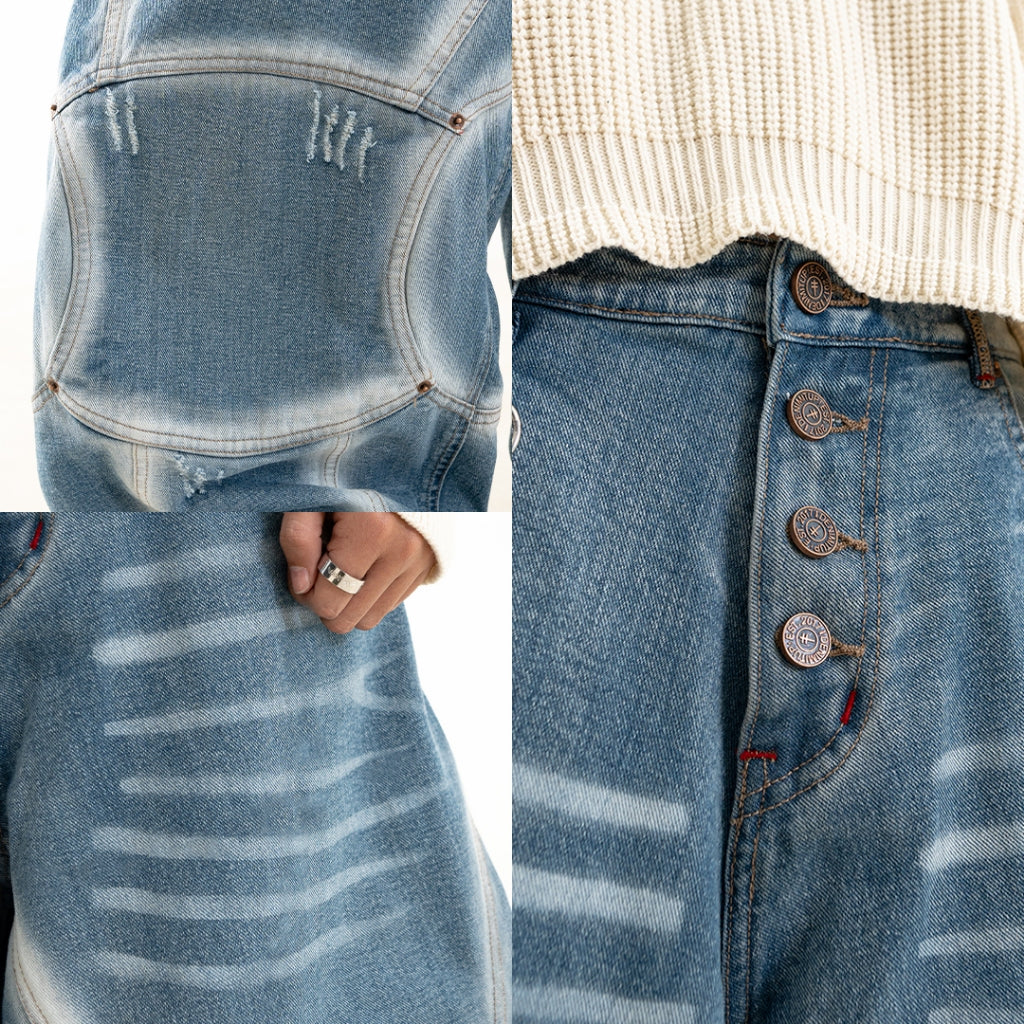 A1 Wide Barrel Exo - Skull Cream - Jeans