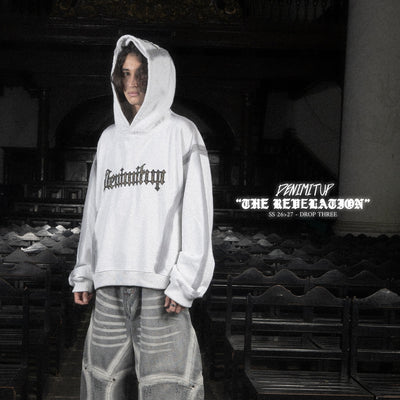 Denimitup Songket Broken Sewn - White Spray - Hoodie