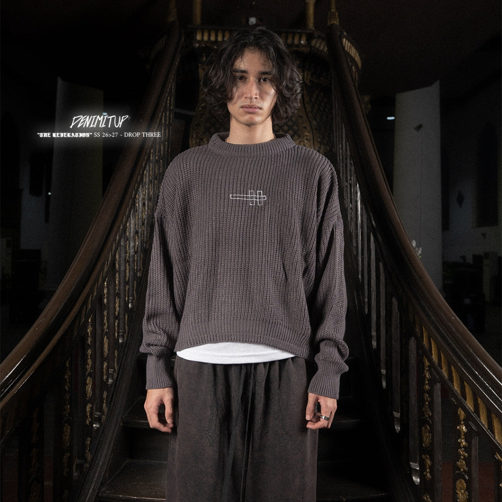 H Long Shirt Turtle Neck - Shadow Grey - Tshirt