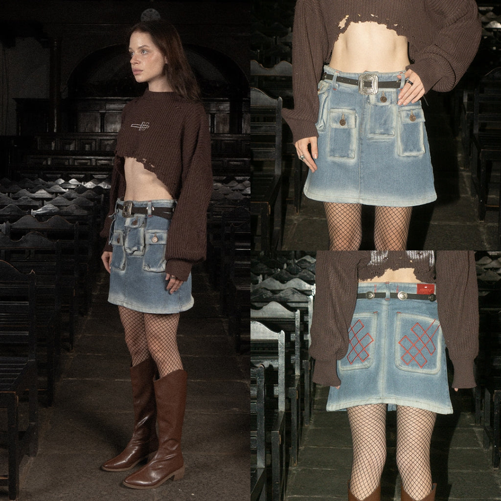 A1 Complex Cargo Skirt - Skull Cream - Skirt