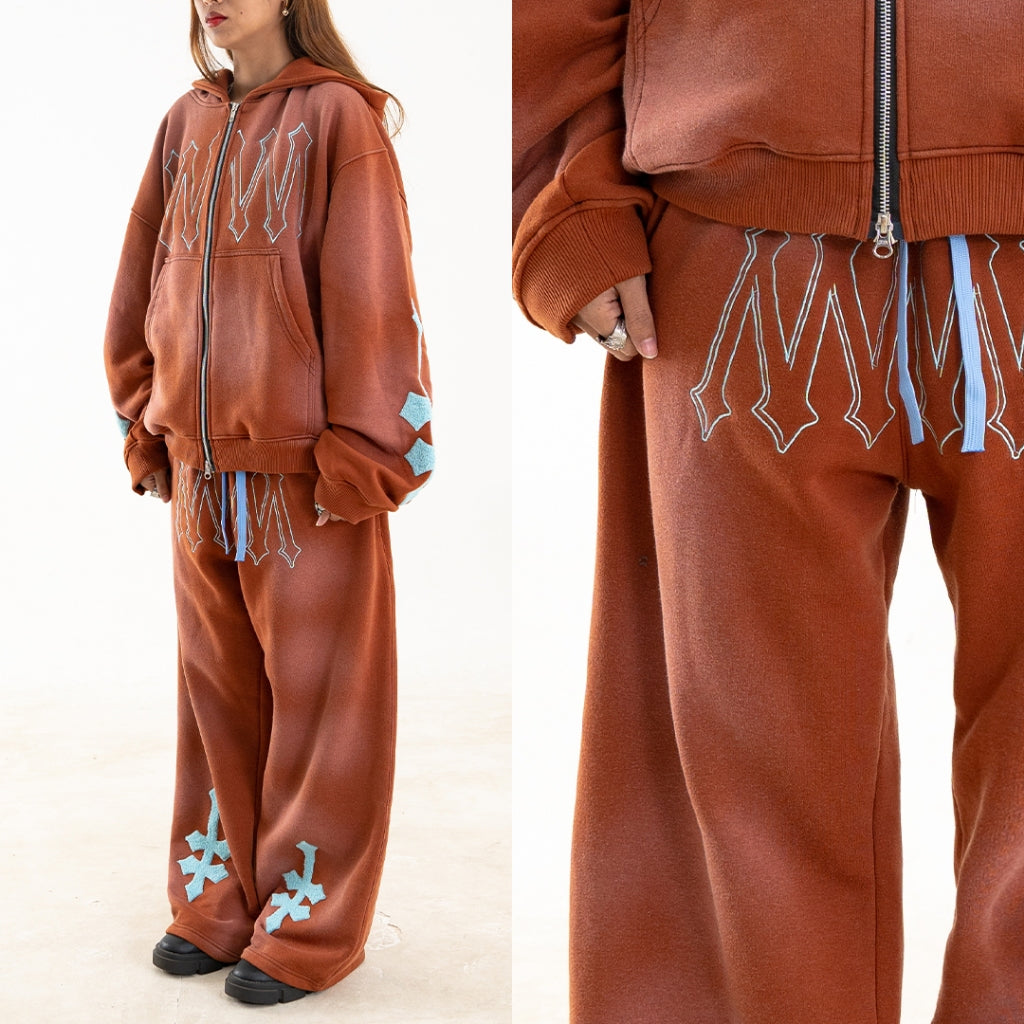 H Zigzag Sweat Pants - Cosmic Orange - Pants