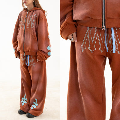 H Zigzag Sweat Pants - Cosmic Orange - Pants