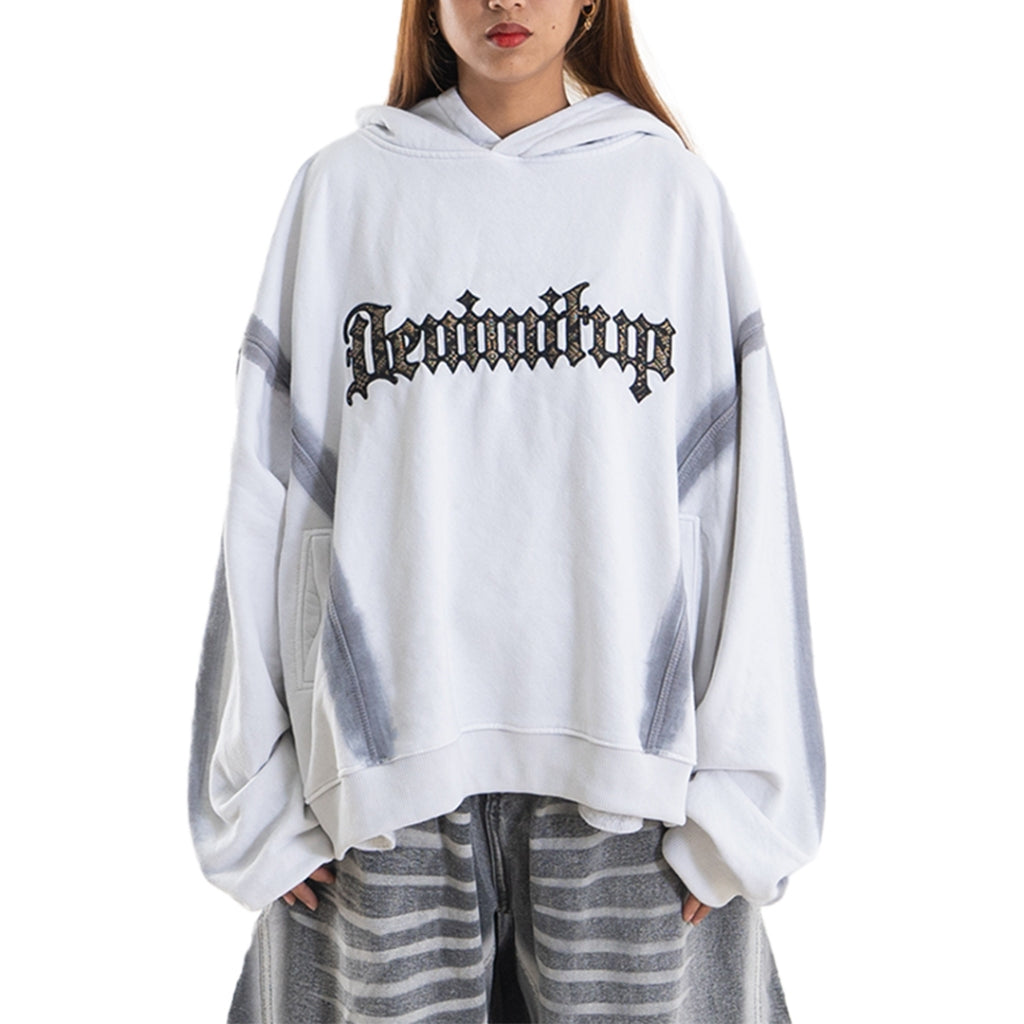 Denimitup Songket Broken Sewn - White Spray - Hoodie