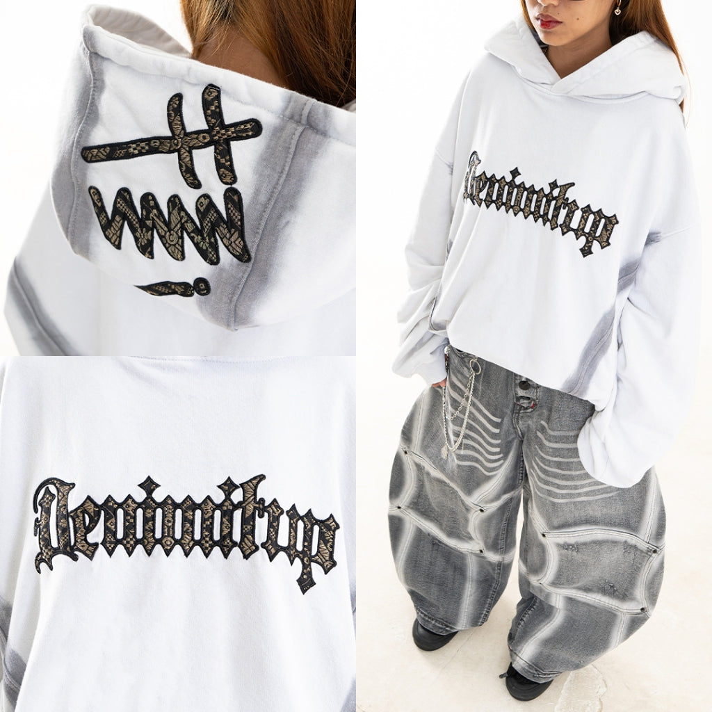 Denimitup Songket Broken Sewn - White Spray - Hoodie
