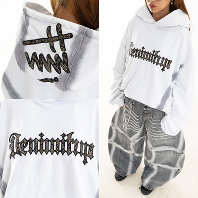 Denimitup Songket Broken Sewn - White Spray - Hoodie