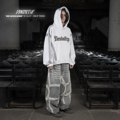 Denimitup Songket Broken Sewn - White Spray - Hoodie