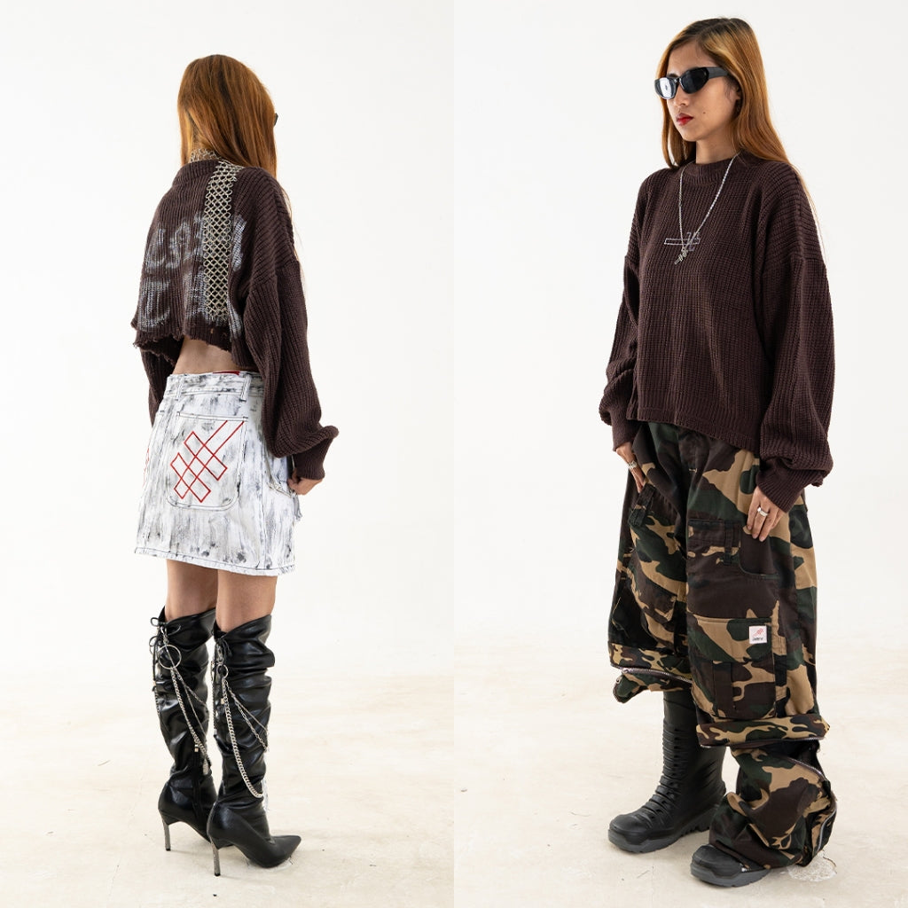 H Long Shirt Turtle Neck - Shadow Brown - Knitwear