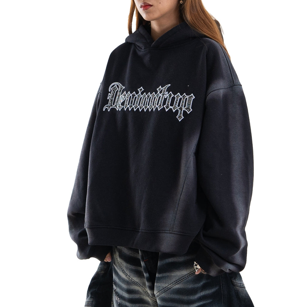 Denimitup Songket Broken Sewn - Black Spray - Hoodie