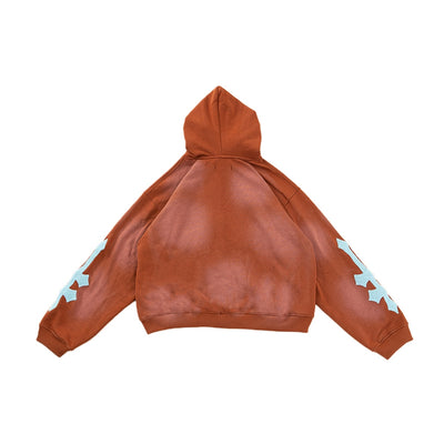H Zigzag Double Zip Hoodie - Cosmic Orange - Hoodie