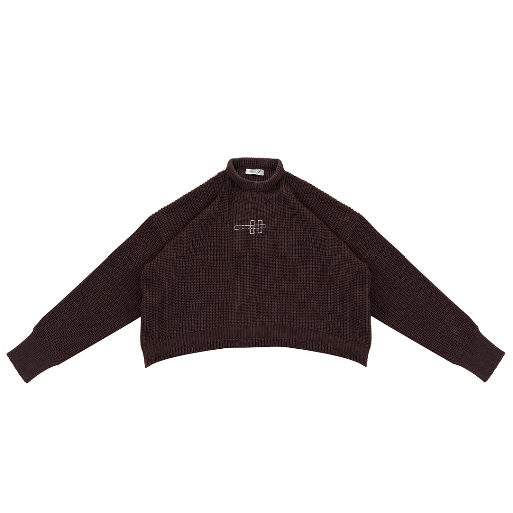 H Long Shirt Turtle Neck - Shadow Brown - Knitwear