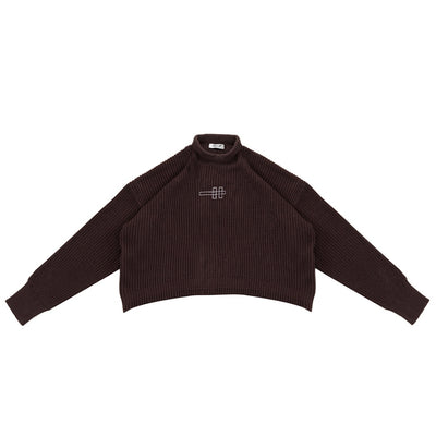 H Long Shirt Turtle Neck - Shadow Brown - Knitwear