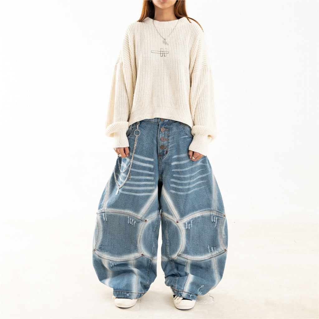 A1 Wide Barrel Exo - Skull Cream - Jeans