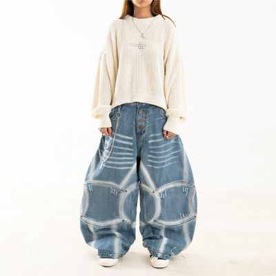 A1 Wide Barrel Exo - Skull Cream - Jeans