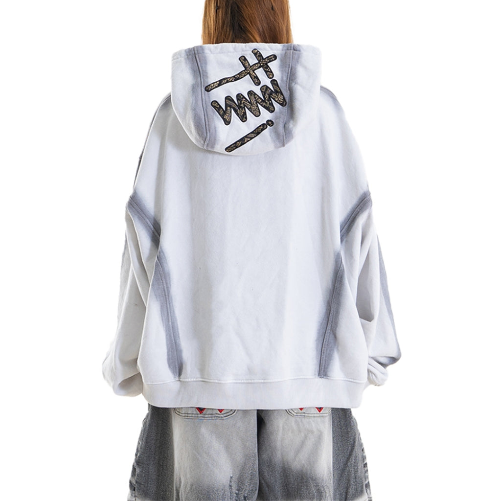 Denimitup Songket Broken Sewn - White Spray - Hoodie