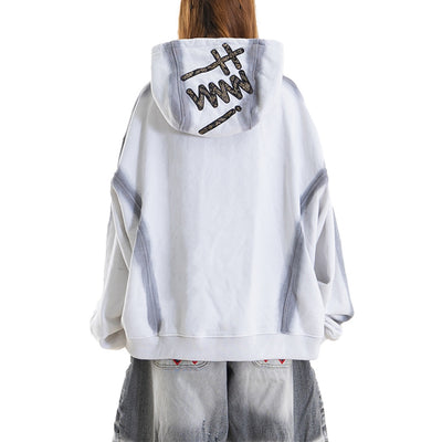Denimitup Songket Broken Sewn - White Spray - Hoodie