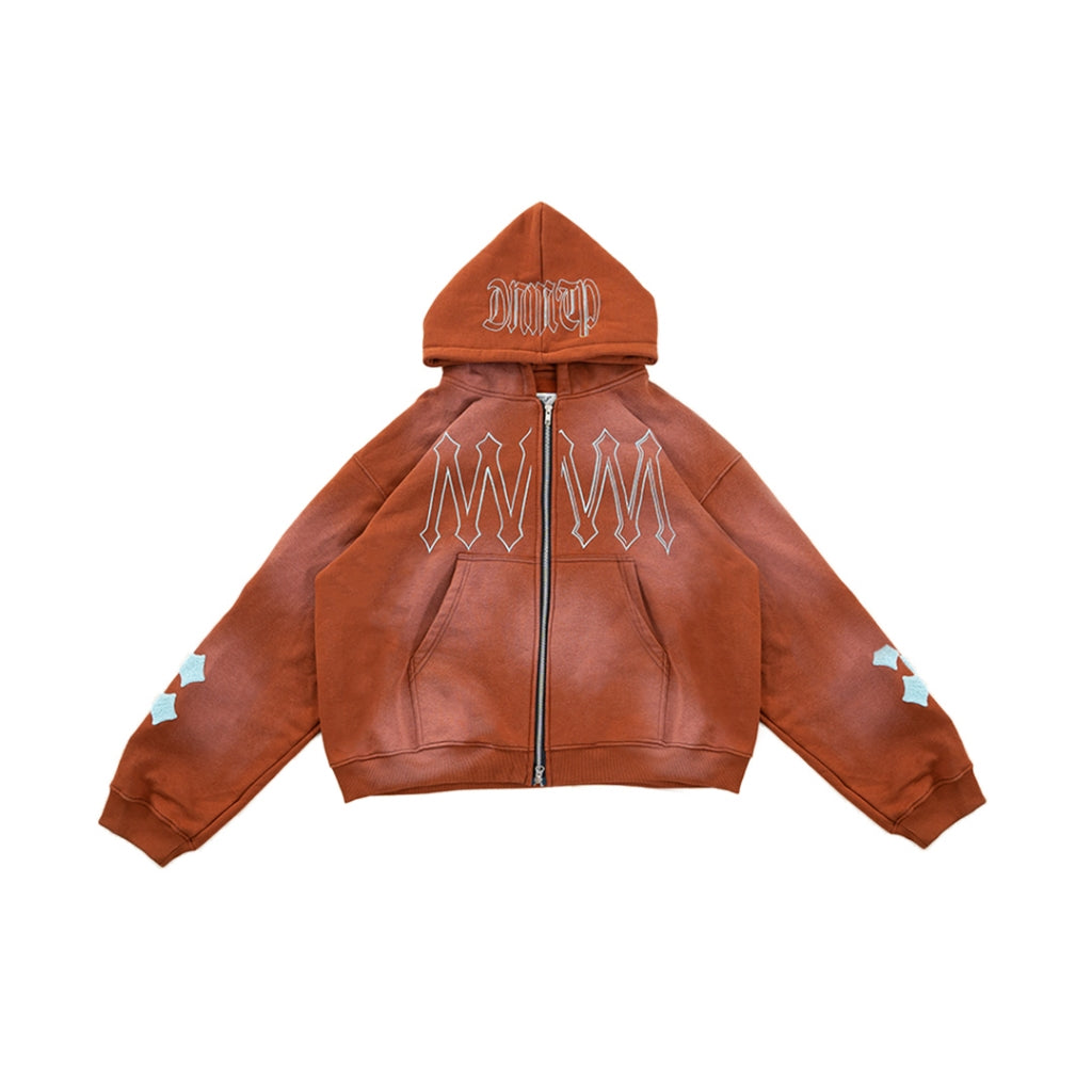H Zigzag Double Zip Hoodie - Cosmic Orange - Hoodie
