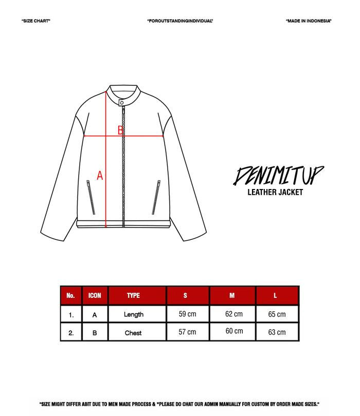 Size guide for DENIMITUP motorsport leather jacket - Asphalt Black - Jacket