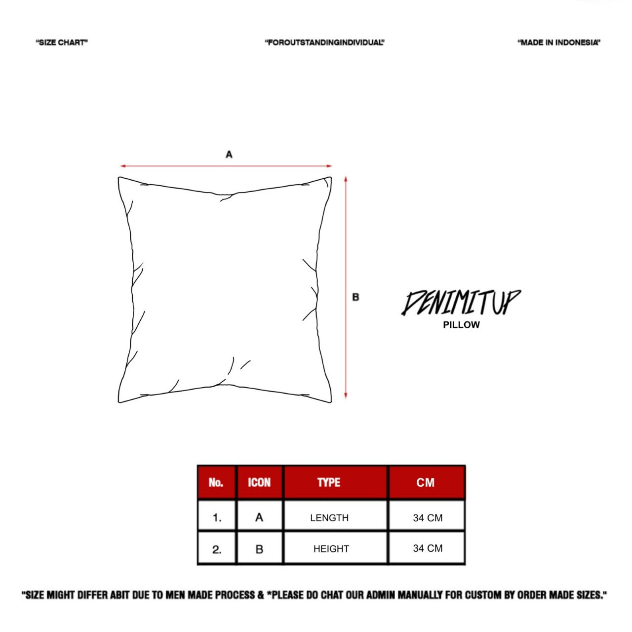 Size guide for DENIMITUP Trilogo Pillow - Shadow Red - Pillow