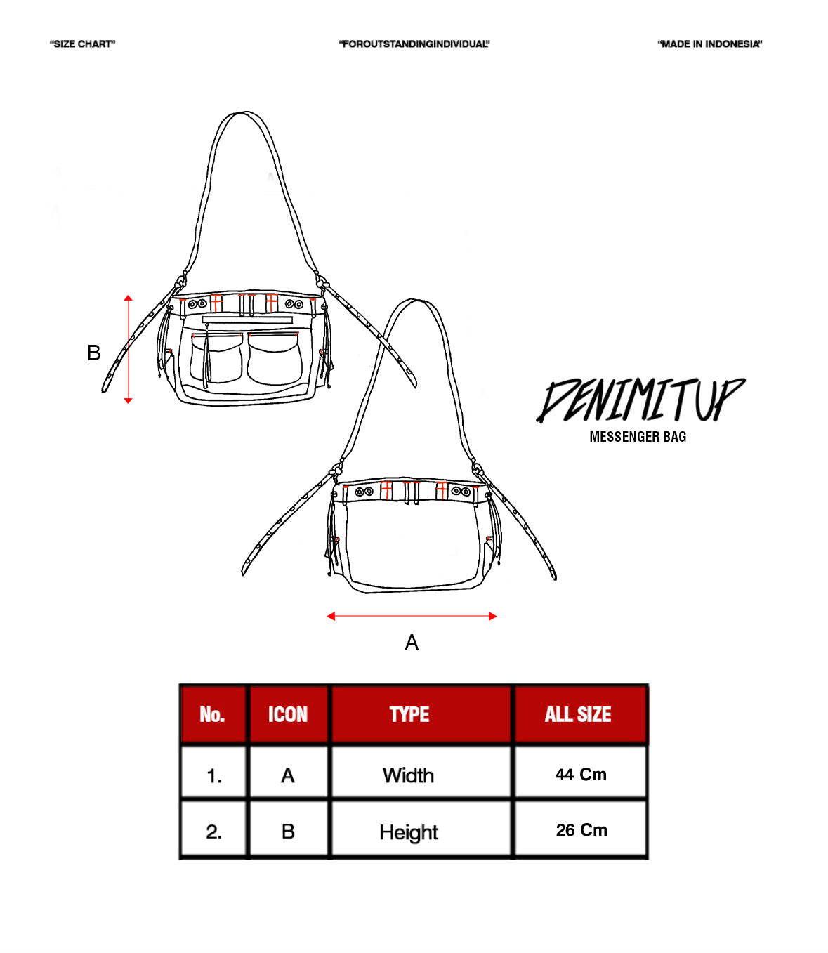DENIMITUP H Messenger Bag - Black - Bag