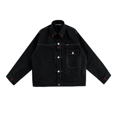 H1 Jacket Denimitup x Bhisma - Black selvedge raw - Jacket Pria