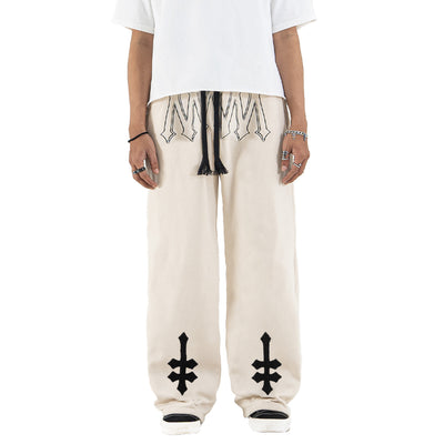DENIMITUP H zigzag sweat pants - White Bone - Long Pants