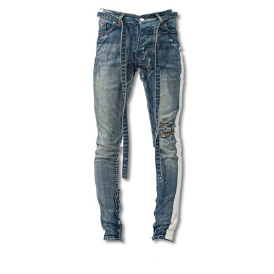 M1 mid distressed - Rusted blue dual stripes - Celana Jeans