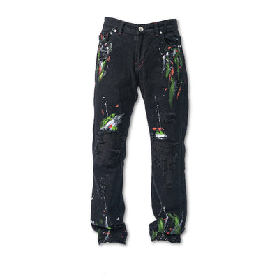 H1 regular patch - Splatter of rainbow black - Celana Jeans